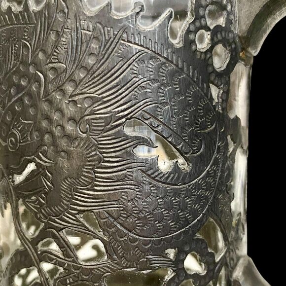 Asian Dragon Pewter Tankard Ngan Winghing 16 Oz Decorated Glass Lined Korea Vtg - Picture 8 of 14